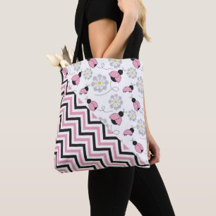 Pink Ladybug Pattern Tote Bag