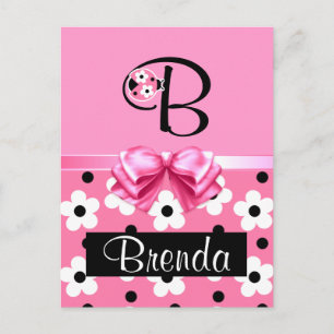 Pink Ladybug: Personalize Postcard