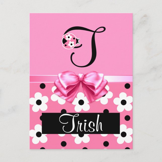 Pink Ladybug: Personalize Postcard (Front)