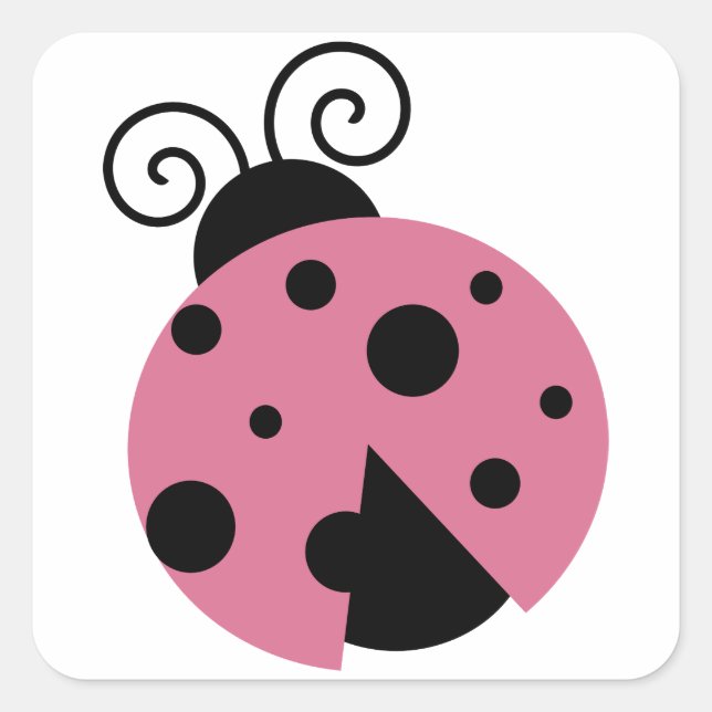 Pink Ladybug Square Sticker (Front)