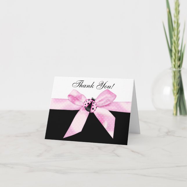 Pink Ladybug Thank You Cards (Front)