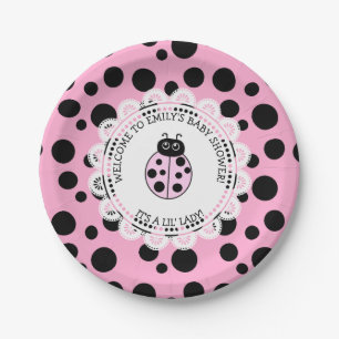 Pink Ladybug Themed Baby Shower Paper Plate