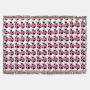 Pink Ladybug Throw Blanket