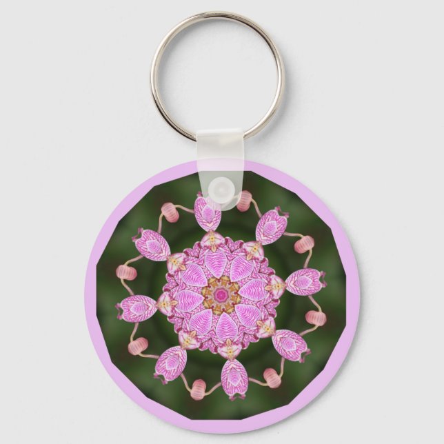 Pink Ladybugs Dancing Queen Bee Pink Orchid Keychain (Front)