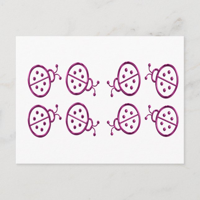 Pink Ladybugs Postcard (Front)