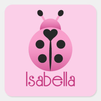 Pink Ladybugs Square Sticker