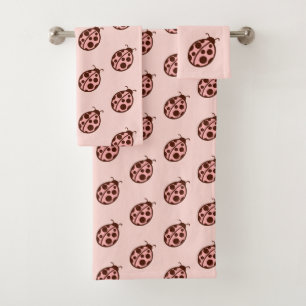 Pink Ladybugs Towel Set