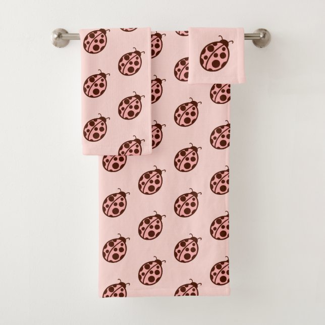 Pink Ladybugs Towel Set (En situation)