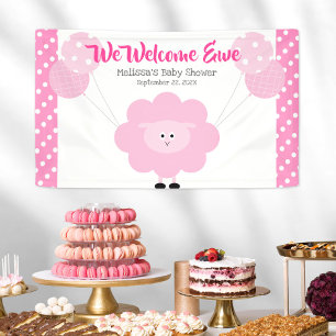 Pink Lamb Balloons Sweet Girl Cute Baby Shower Banner