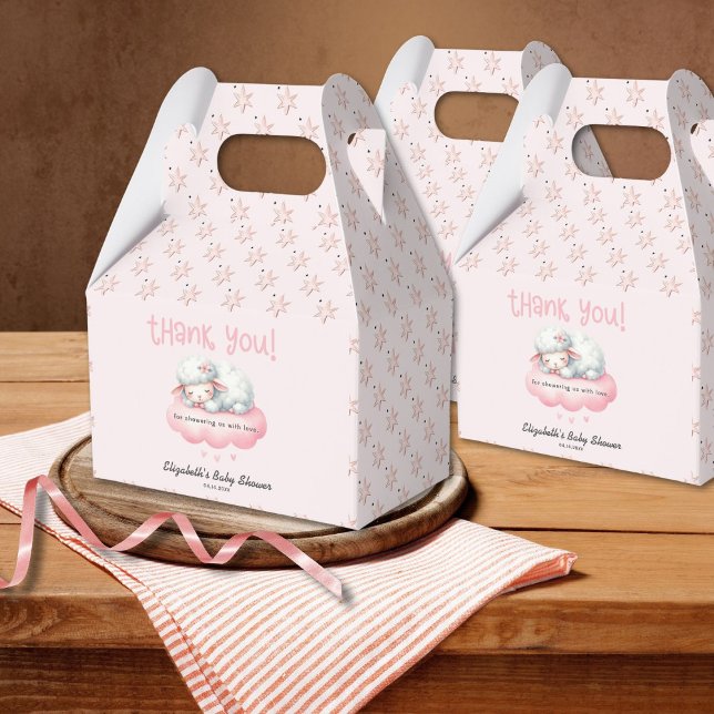 Pink Lamb Girl Baby Shower Favor Box (Creator Uploaded)