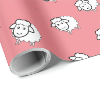 Pink lamb wrapping paper