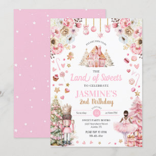 Pink Land of Sweets Sugar Plum Fairy Nutcracker Invitation
