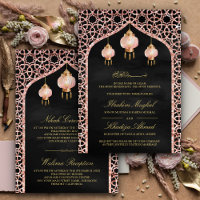 Pink Lanterns Black Rose Gold Muslim Wedding