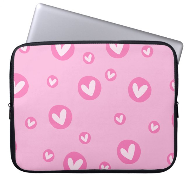 Pink Laptop Case with Hearts (Front)