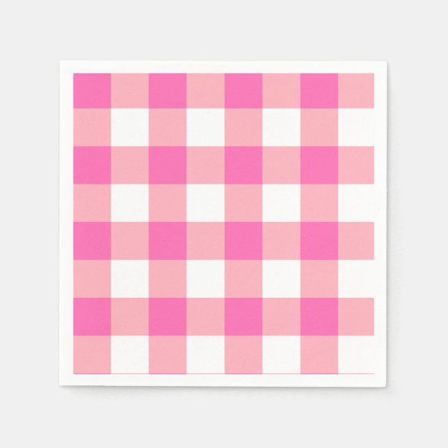 Pink Large Gingham Plaid Checks Napkin (Front)