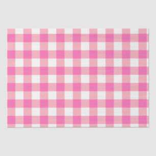 Pink Large Gingham Plaid Checks Tissue Paper