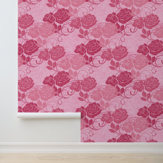 Pink Large Vintage Victorian Floral Roses Texture  Wallpaper