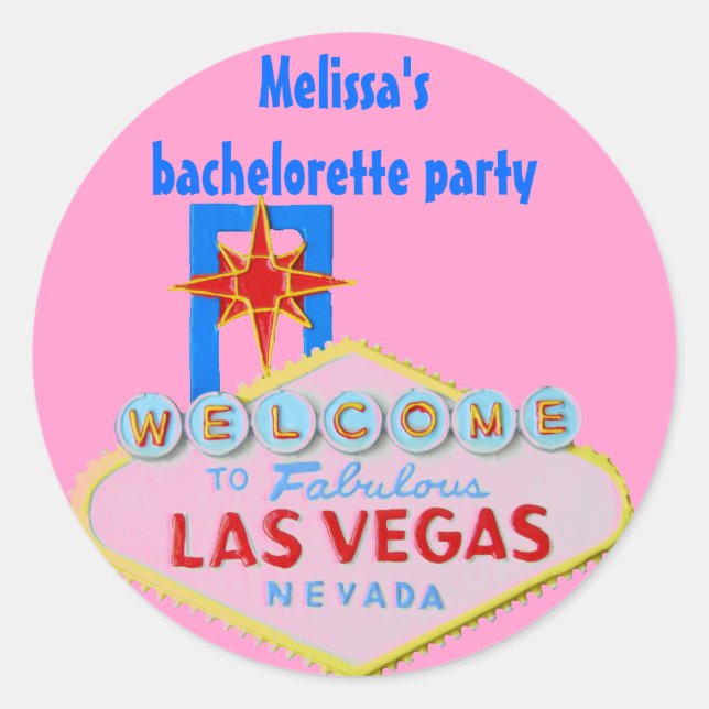 Pink Las Vegas Bachelorette Classic Round Sticker (Front)