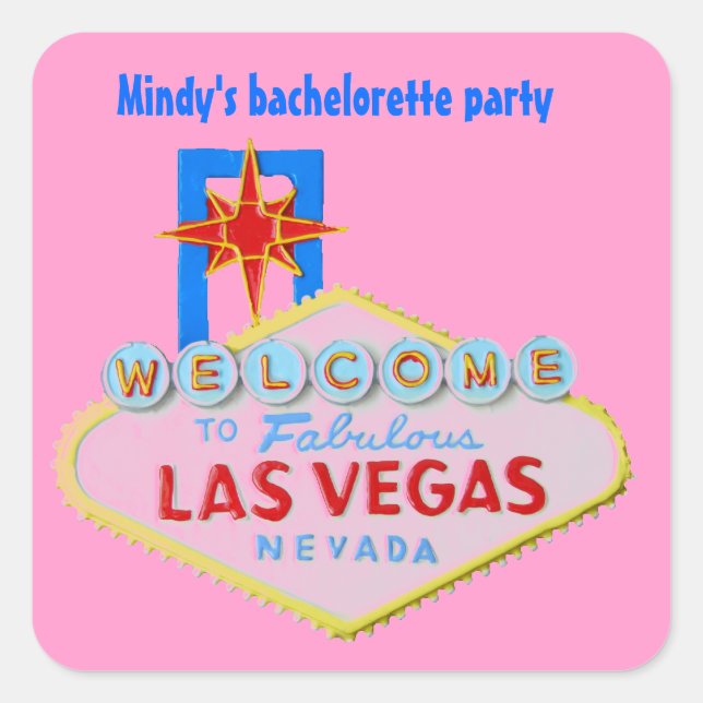 Pink Las Vegas Bachelorette Square Sticker (Front)