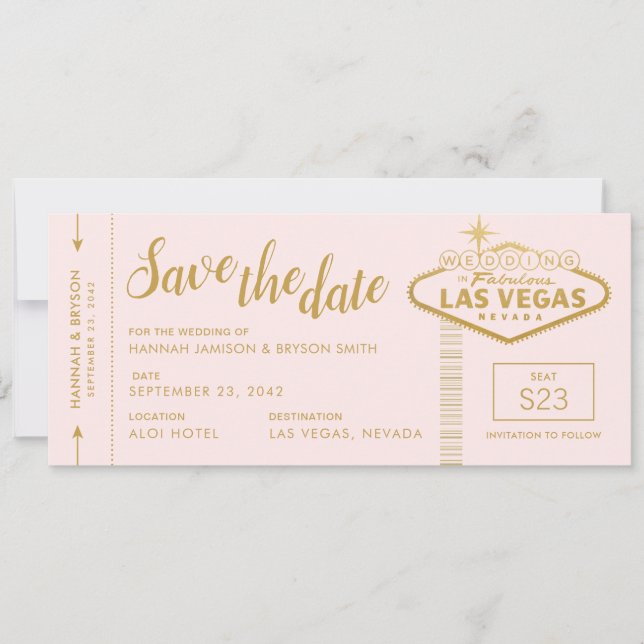 Pink Las Vegas Boarding Pass Enregistrer la carte  (Devant)