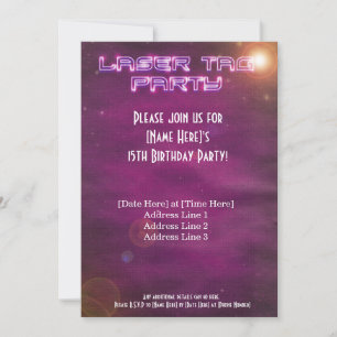 Pink Laser Tag Party Invite