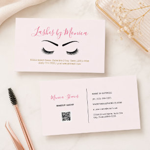 Pink Lash Brow Minimal Script Business Card