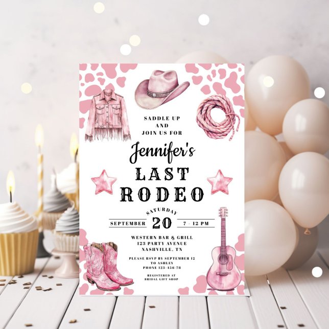 Pink Last Rodeo Bachelorette Invitation (Pink Last Rodeo Bachelorette Invitation)
