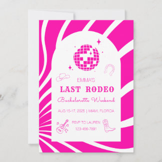 Pink Last Rodeo Bachelorette Weekend Invitation