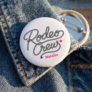 Pink Last Rodeo Crew Western Bach Party 1 Inch Round Button