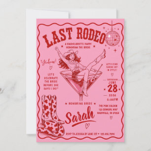 Pink Last Rodeo Weekend Bachelorette Party Invitation