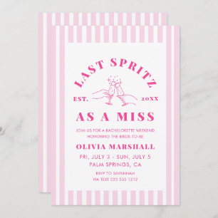 Pink Last Spritz as a Miss Bachelorette Weekend Invitation