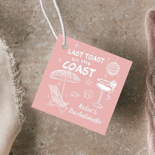 Pink Last Toast Coast Handdrawn Bachelorette Favour Tags
