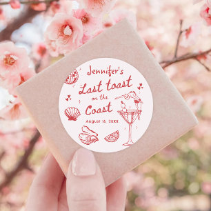 Pink Last Toast On The Coast Cocktail Bachelorette Classic Round Sticker