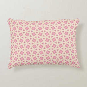Pink Lattice Geometry Pattern Accent Pillow
