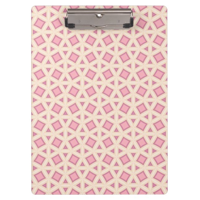 Pink Lattice Geometry Pattern Clipboard (Front)