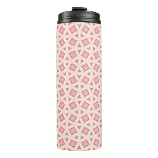 Pink Lattice Geometry Pattern Thermal Tumbler (Front)