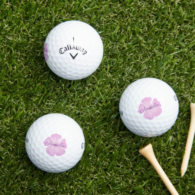 Pink Lavatera Flower Golf Balls (Insitu Grass)
