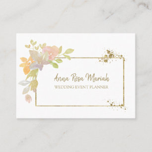 *~* Pink Lavender Elegant Gold Flower Glitter Business Card