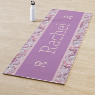 Pink Lavender Elegant Simple  Minimal Monogram  Yoga Mat