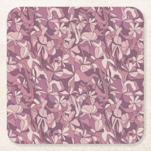 Pink Lavender Flowers Camo Coaster Set