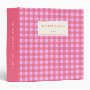 Pink Lavender Gingham Personalized Family Photo Binder