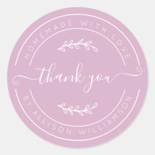 Pink Lavender Homemade Thank You Label