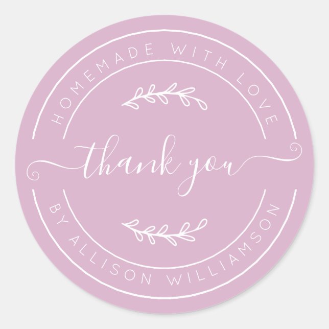 Pink Lavender Homemade Thank You Label (Front)