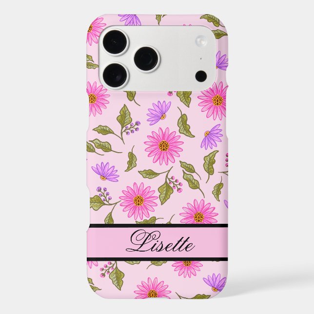 Pink Lavender Lacy Daisy Personalized iPhone Case (Back)