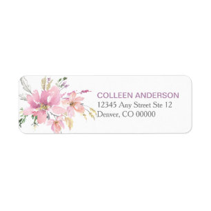 Pink Lavender Watercolor Floral Return Address