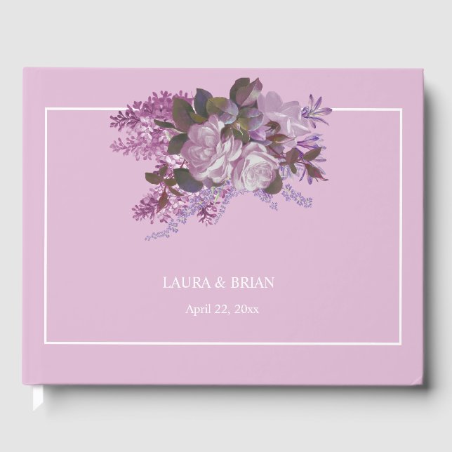 Pink Lavender Wedding Guest Book (Front)