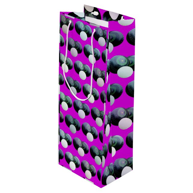 Pink Lawn Bowls Pattern, Wine Gift Bag (Front Angled)