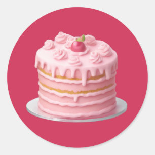 Pink Layered Drip Cake Emoji  Classic Round Sticker