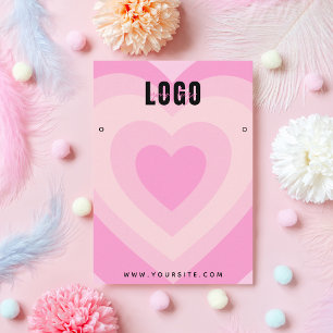 Pink Layered Heart Love Earrings Jewellery Display Business Card