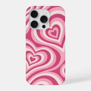 Pink Layered Heart Pattern iPhone 15 Pro Case